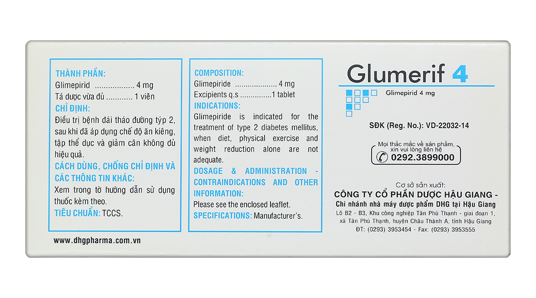 Glumerif 4 điều trị đái tháo đường týp 2