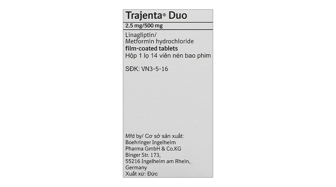 Trajenta Duo 2.5mg/500mg trị đái tháo đường type II