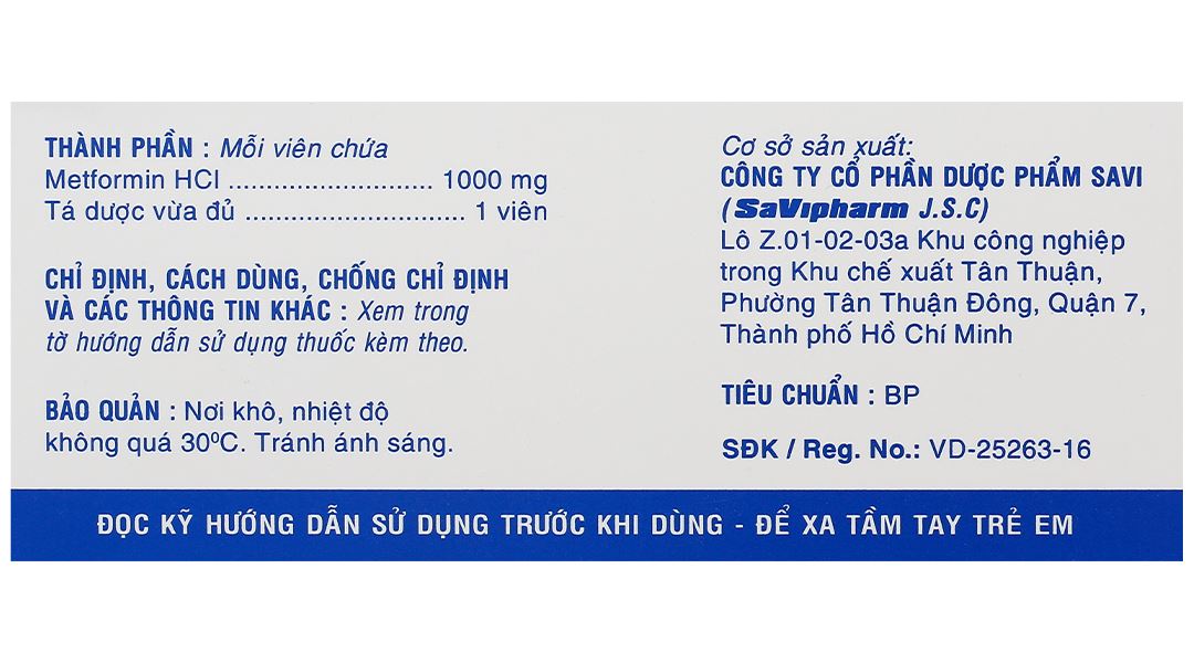 Metsav 1000 điều trị đái tháo đường