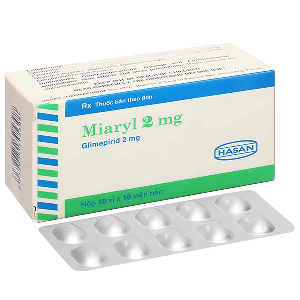 Miaryl 2mg điều trị tiểu đường type 2