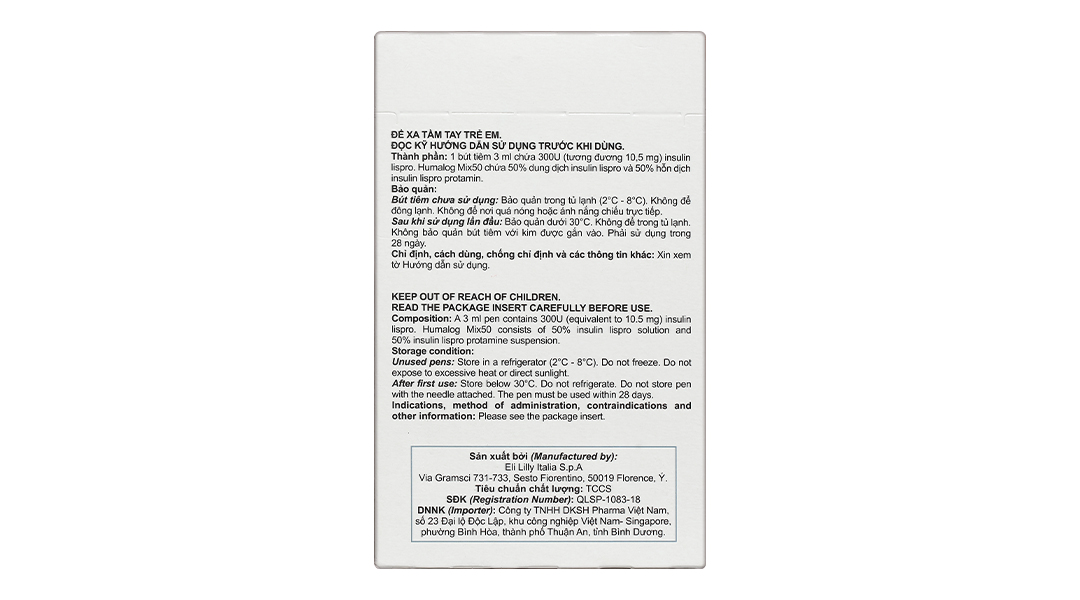 Bút tiêm Humalog Mix 50 KwikPen 100 U/ml trị đái tháo đường