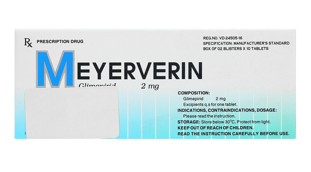 Meyerverin 2mg điều trị đái tháo đường tuýp 2