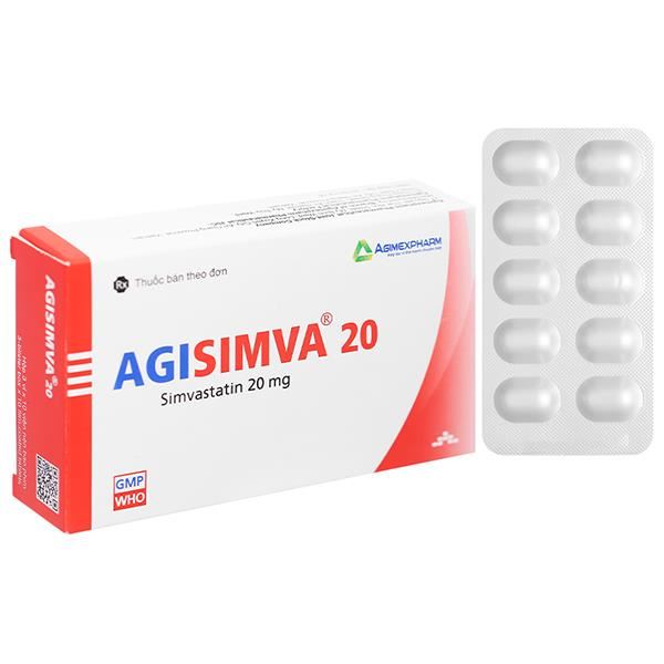 Agisimva® 20mg trị tăng cholesterol máu, làm chậm tiến triển xơ vữa