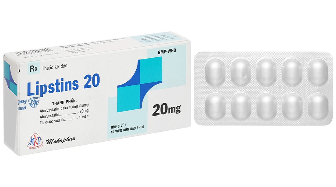 Lipstins 20 trị tăng cholesterol máu và dự phòng biến chứng tim mạch