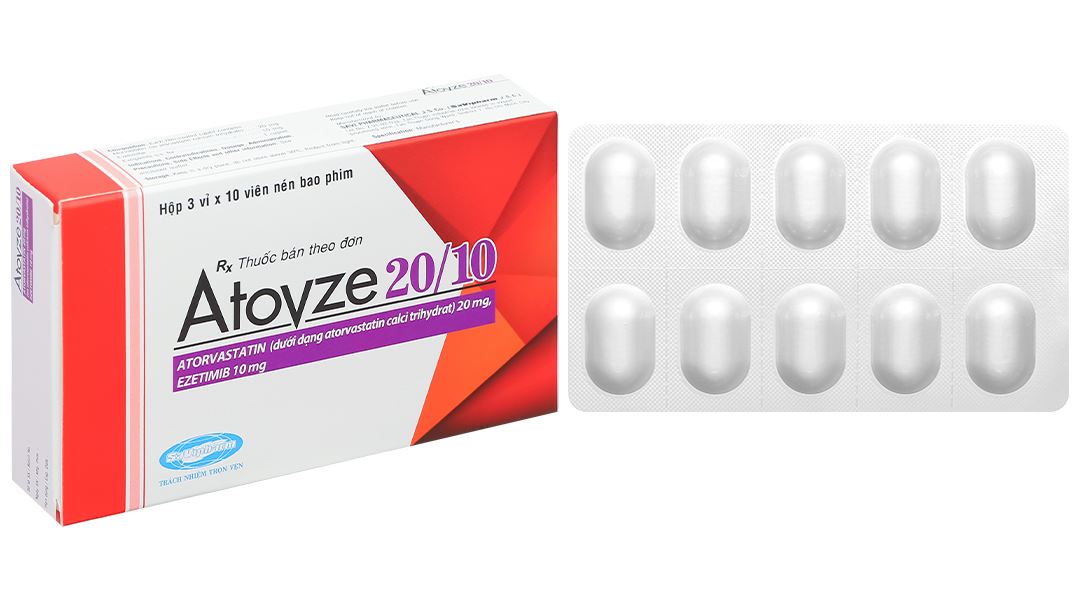 Atovze 20/10 điều trị tăng cholesterol máu