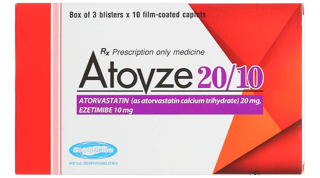 Atovze 20/10 điều trị tăng cholesterol máu