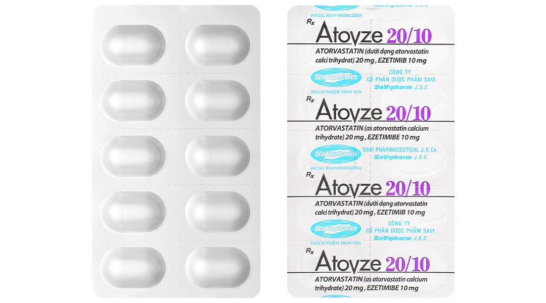 Atovze 20/10 điều trị tăng cholesterol máu