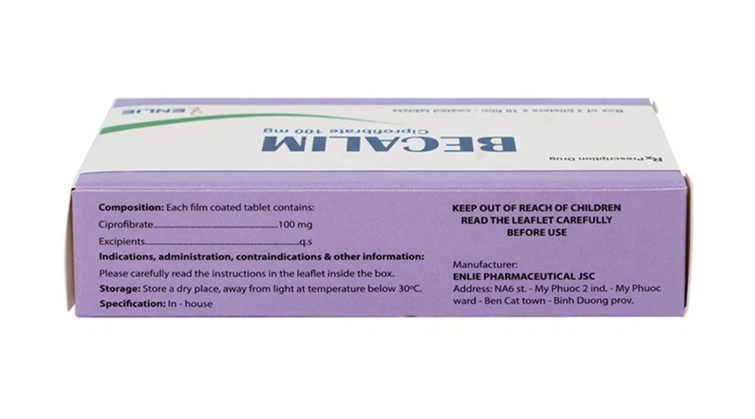 Becalim 100mg điều trị tăng triglycerid, tăng lipid máu