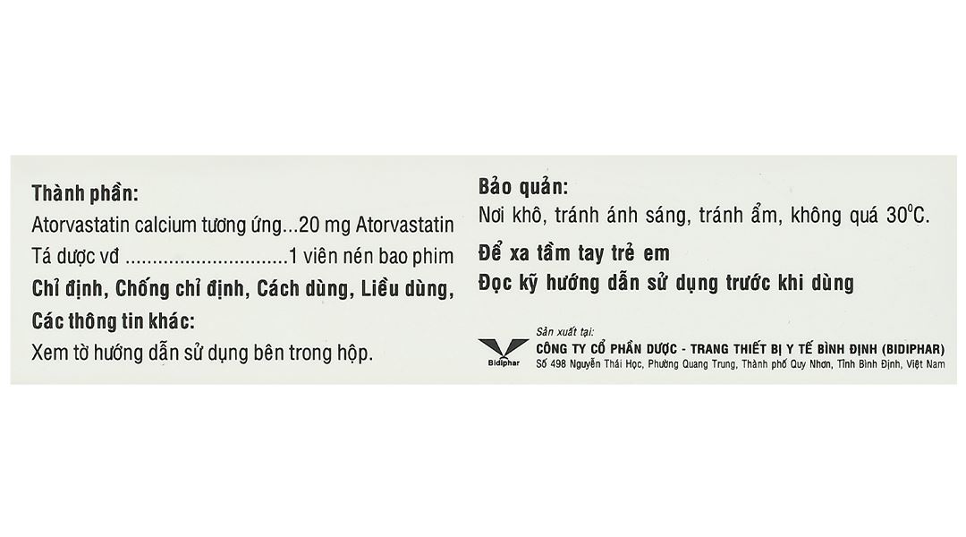Atorlog 20 điều trị tăng cholesterol toàn phần và LDL-cholesterol
