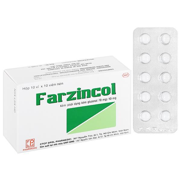 Farzincol 10mg bổ sung kẽm, trị thiếu kẽm