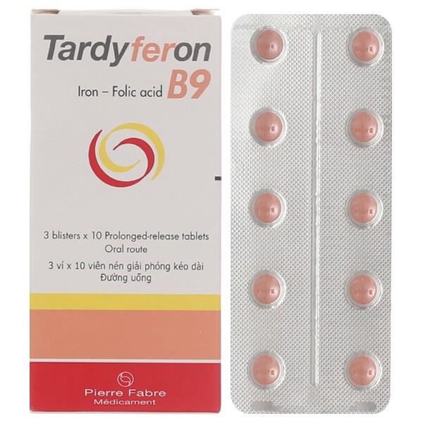 Tardyferon B9 dự phòng thiếu sắt và acid folic