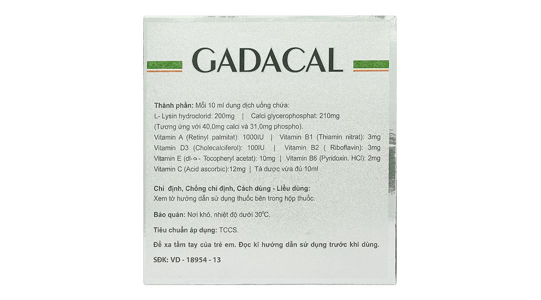 Dung dịch uống Gadacal bổ sung calci, lysin và các vitamin cho cơ thể