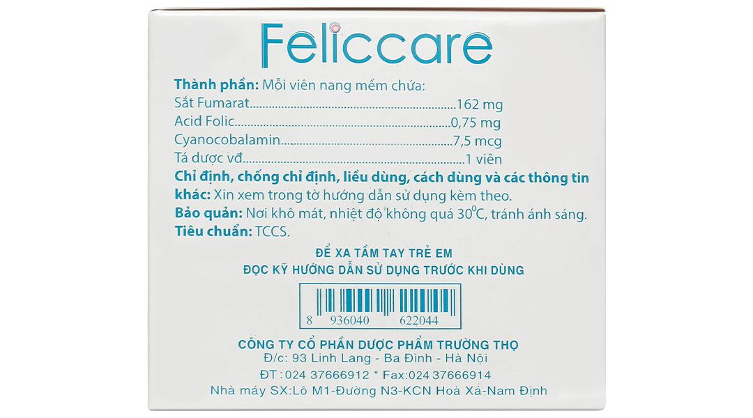 Feliccare dự phòng và điều trị thiếu máu tổng quát