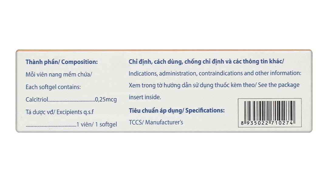 Calcitriol DHT 0.25mcg điều trị rối loạn chuyển hóa calci, loãng xương
