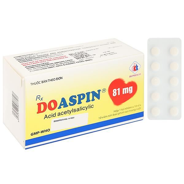 Doaspin 81mg phòng huyết khối tim mạch và não