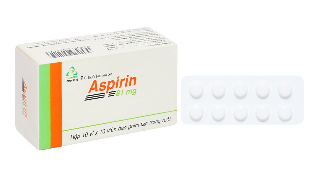 Aspirin TV.Pharm 81mg dự phòng nhồi máu cơ tim, đột quỵ