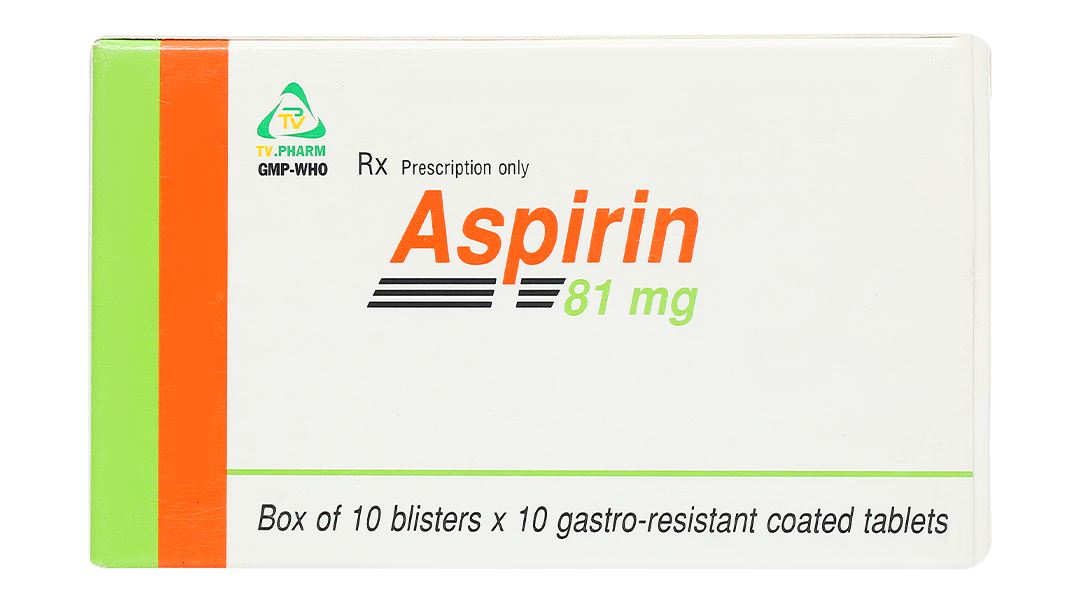 Aspirin TV.Pharm 81mg dự phòng nhồi máu cơ tim, đột quỵ