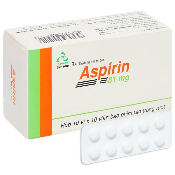 Aspirin TV.Pharm 81mg dự phòng nhồi máu cơ tim, đột quỵ (10 vỉ x 10 ...