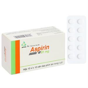 Aspirin TV.Pharm 81mg dự phòng nhồi máu cơ tim, đột quỵ