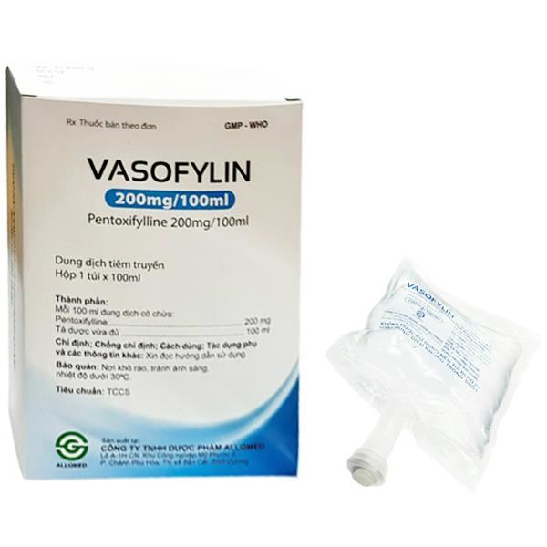 Dung dịch tiêm Vasofylin 200mg/100ml điều trị tắc động mạch ngoại vi