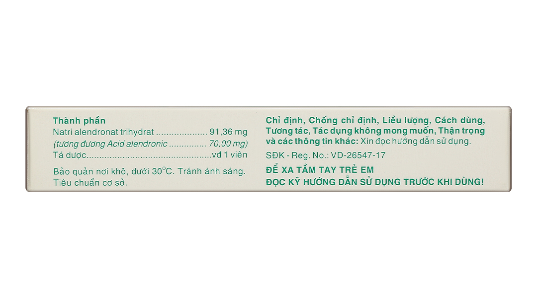 Alenbe 70mg trị loãng xương ở phụ nữ sau mãn kinh