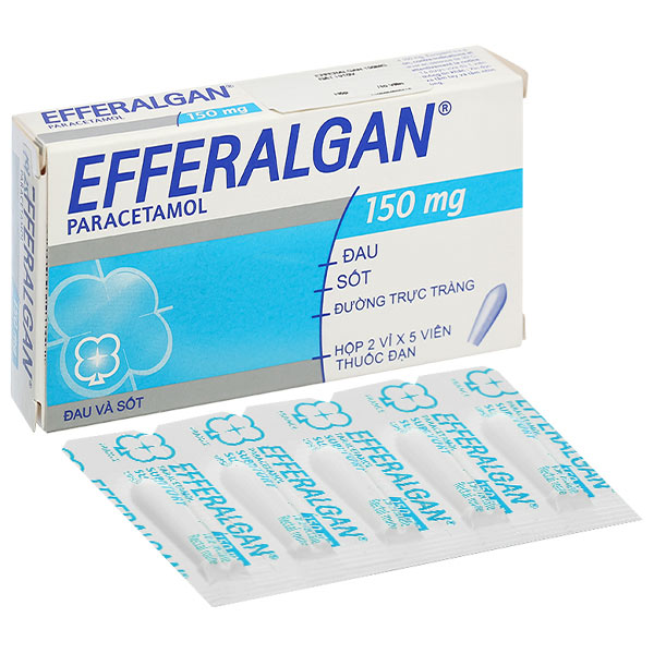 Viên đặt trực tràng Efferalgan 150mg giúp giảm đau, hạ sốt