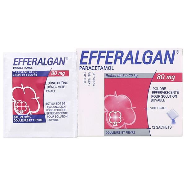 Bột sủi Efferalgan 80mg giúp giảm đau, hạ sốt