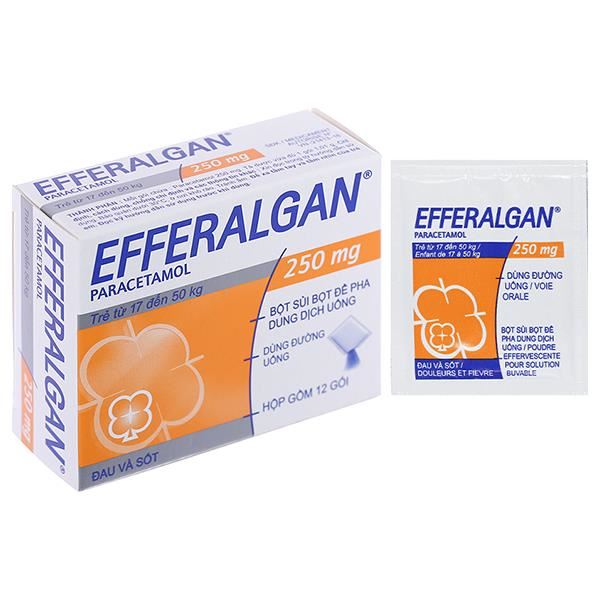 Bột sủi Efferalgan 250mg giảm đau, hạ sốt