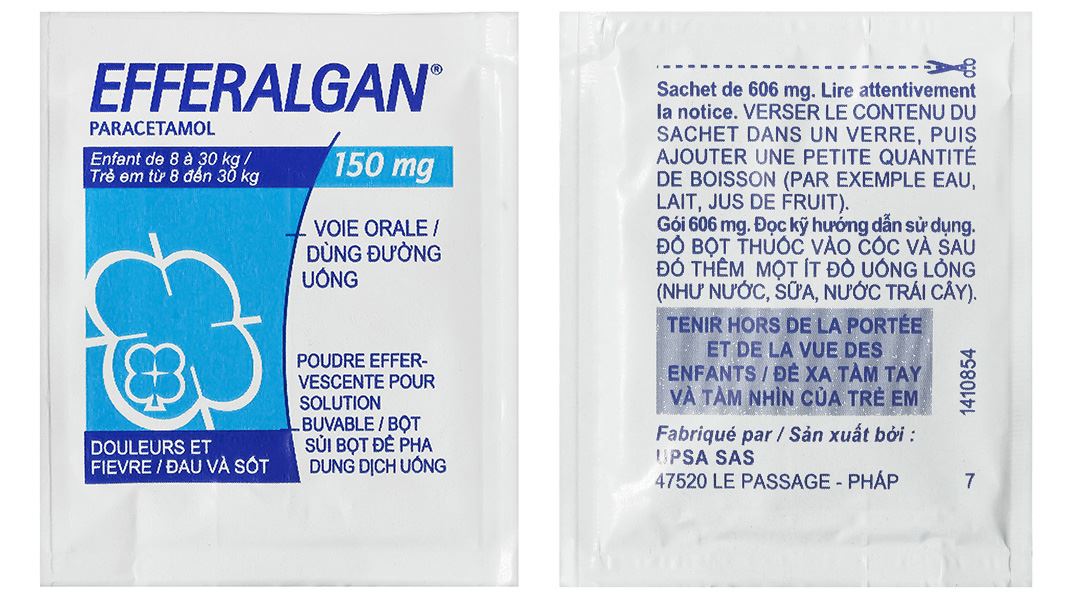 Bột sủi Efferalgan 150mg giảm đau từ nhẹ đến vừa, hạ sốt (12 gói x 0.606g) - 10
