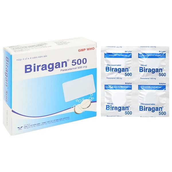 Viên sủi Biragan 500 giảm đau, hạ sốt