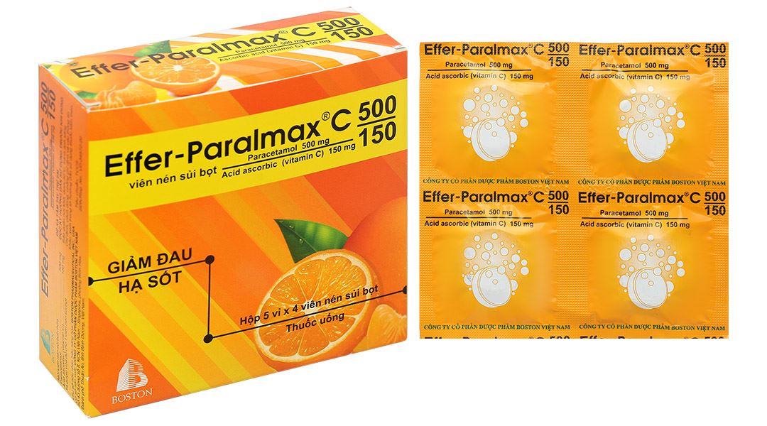 Viên nén sủi Effer-Paralmax C 500/150 Boston giúp giảm đau, hạ sốt