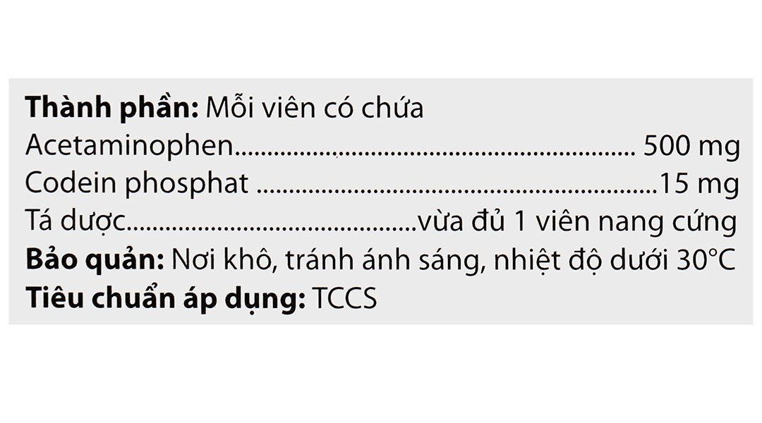 Epfepara Codeine 500mg/15mg giảm đau, hạ sốt, chống viêm, chữa ho