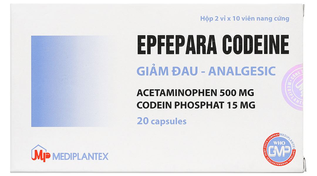 Epfepara Codeine 500mg/15mg giảm đau, hạ sốt, chống viêm, chữa ho