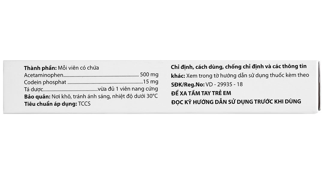 Epfepara Codeine 500mg/15mg giảm đau, hạ sốt, chống viêm, chữa ho