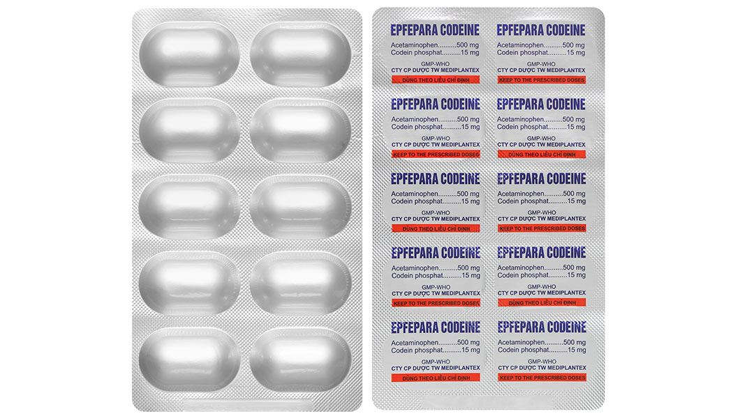 Epfepara Codeine 500mg/15mg giảm đau, hạ sốt, chống viêm, chữa ho