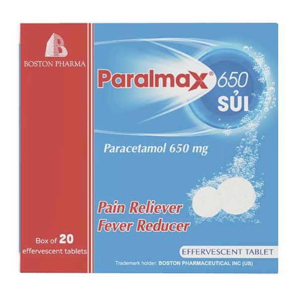 Viên sủi Paralmax 650 Sủi giảm đau, hạ sốt từ nhẹ đến vừa