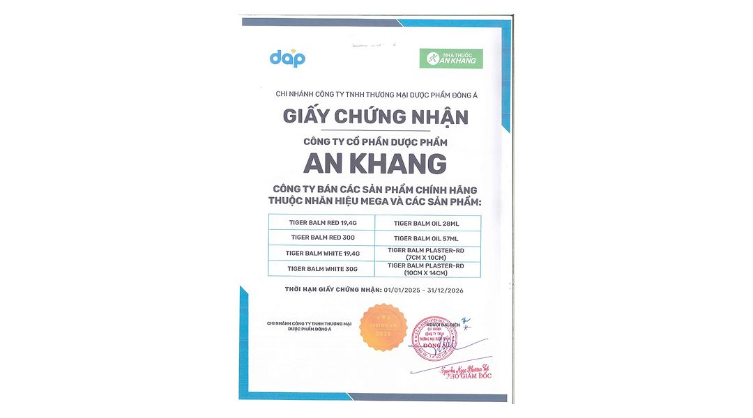 Cao dán Tiger Balm Plaster - RD hỗ trợ giảm mỏi cơ