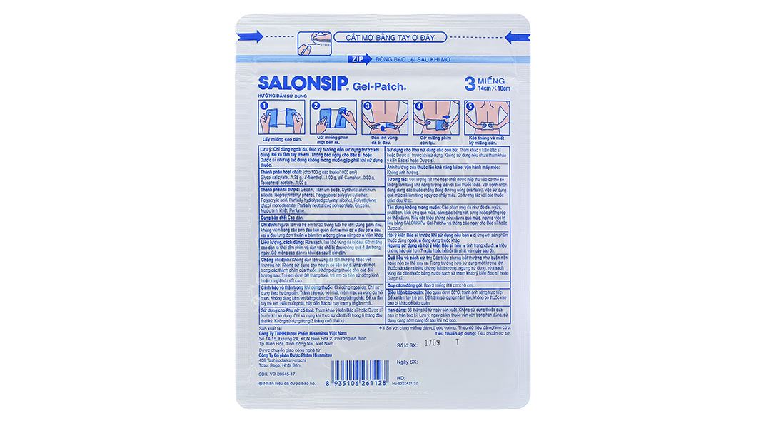 Cao dán Salonsip Gel-Patch giảm đau, kháng viêm cơ khớp