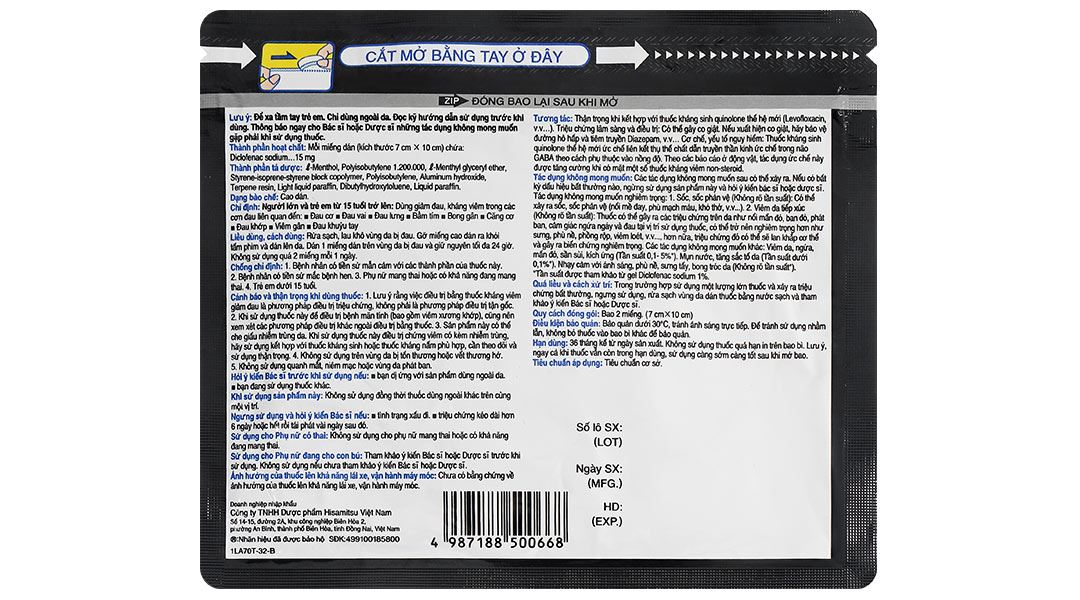 Cao dán Salonpas Diclofenac Patch giúp giảm đau, kháng viêm