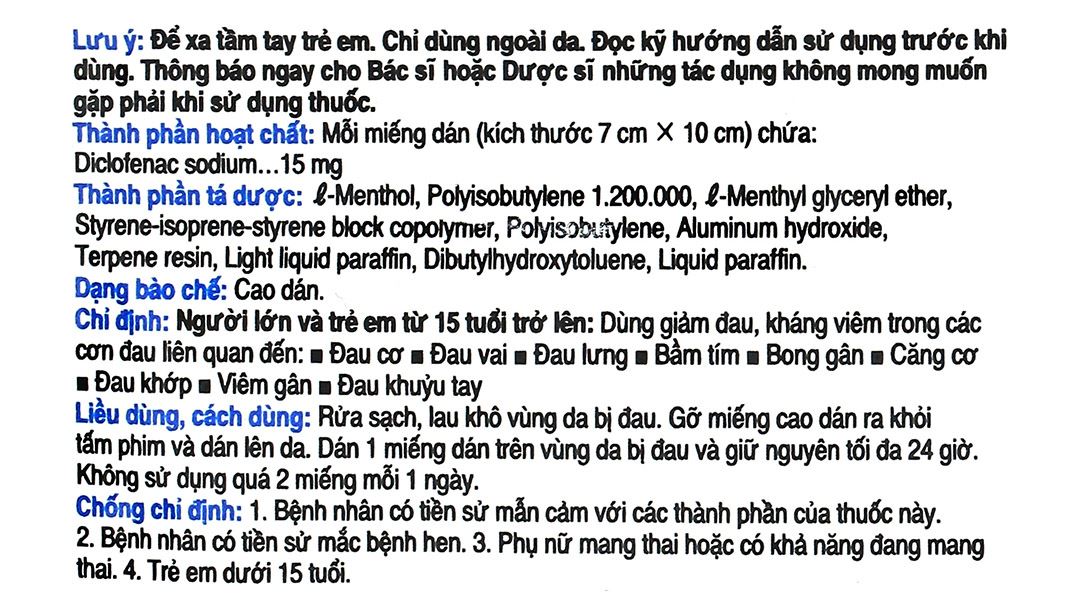 Cao dán Salonpas Diclofenac Patch giúp giảm đau, kháng viêm