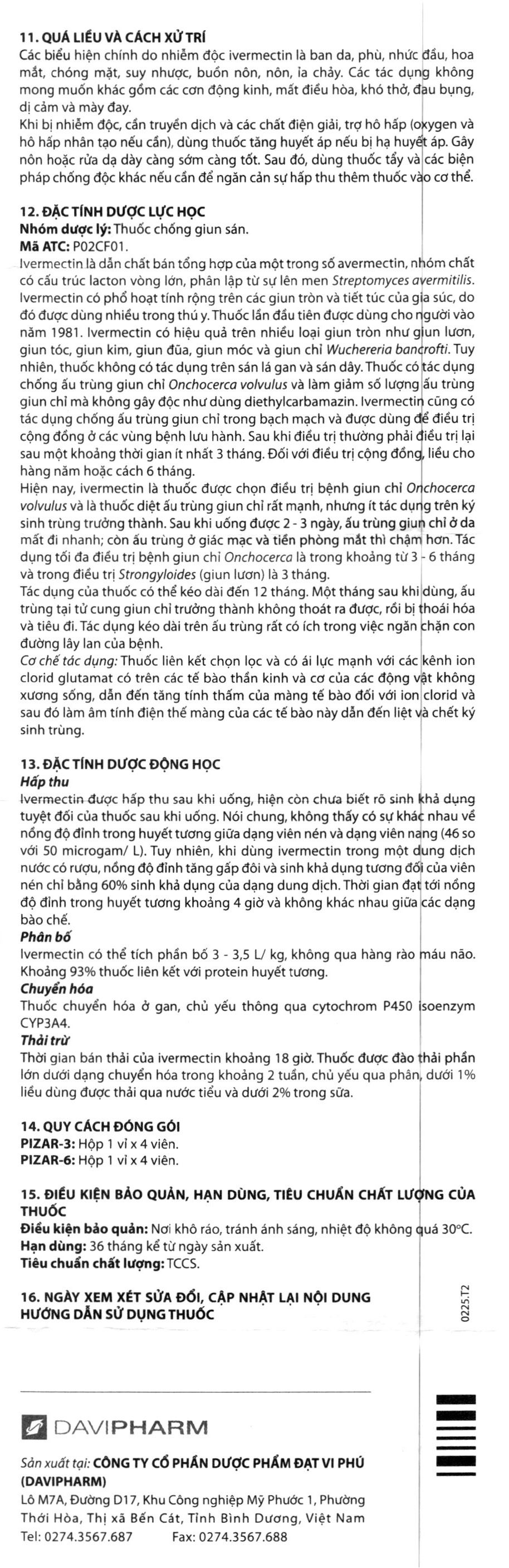 Pizar 6 trị giun chỉ, giun lươn (1 vỉ x 4 viên) - 17