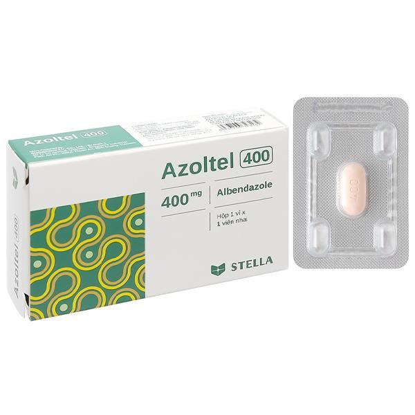 Viên nhai Azoltel 400 trị ấu trùng sán lợn, nang sán chó