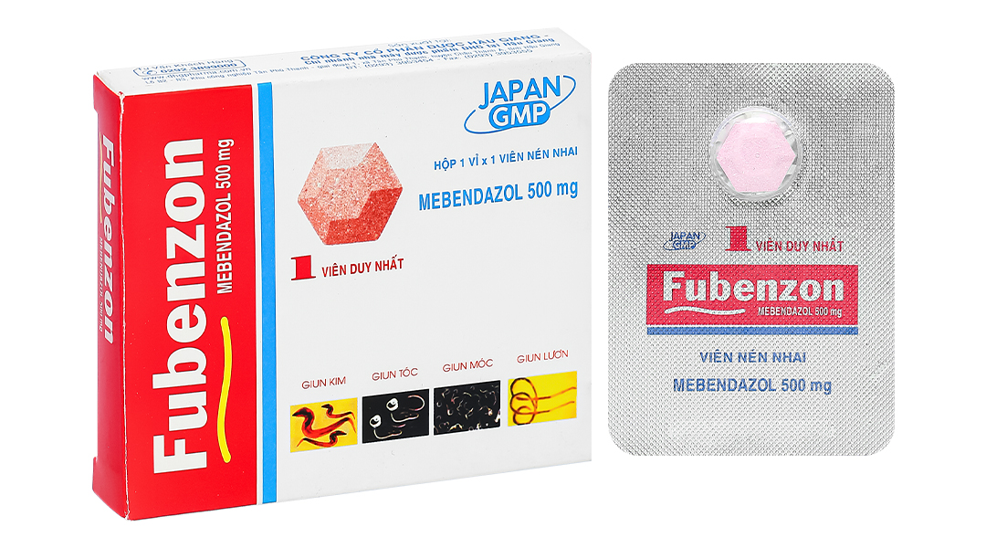 Viên nhai Fubenzon 500mg điều trị nhiễm giun các loại