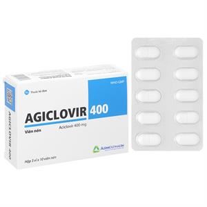 Agiclovir 400 trị nhiễm Herpes simplex, Herpes zoster, thủy đậu