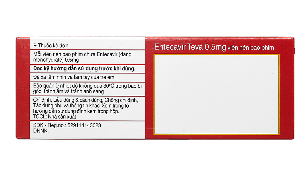Entecavir Teva 0,5mg điều trị viêm gan B mãn tính