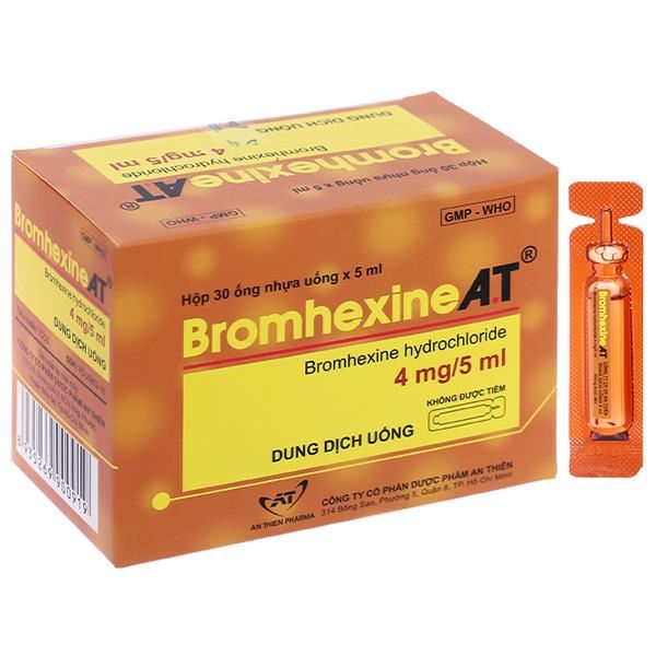 Dung dịch uống Bromhexine A.T 4mg/5ml loãng đàm trong bệnh lý hô hấp