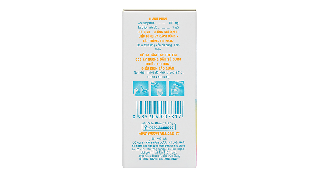 Thuốc bột Mitux E 100mg làm tiêu nhầy, loãng đờm