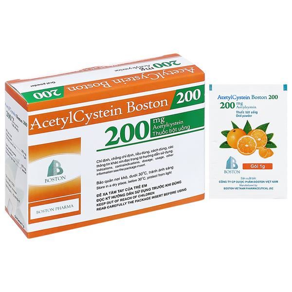 Thuốc bột Acetylcystein Boston 200 trị rối loạn tiết dịch phế quản