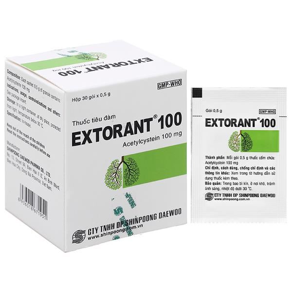 Thuốc cốm Extorant 100 tiêu nhầy trong bệnh lý hô hấp