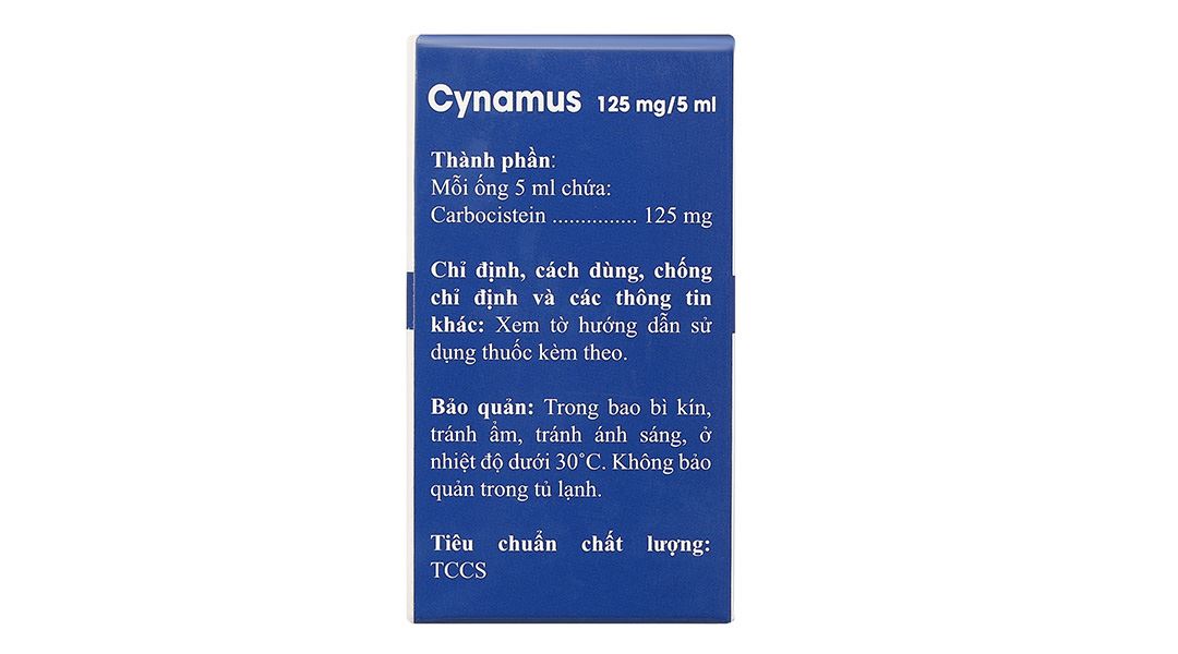 Dung dịch uống Cynamus 125mg/5ml trị ho có đàm, viêm phế quản